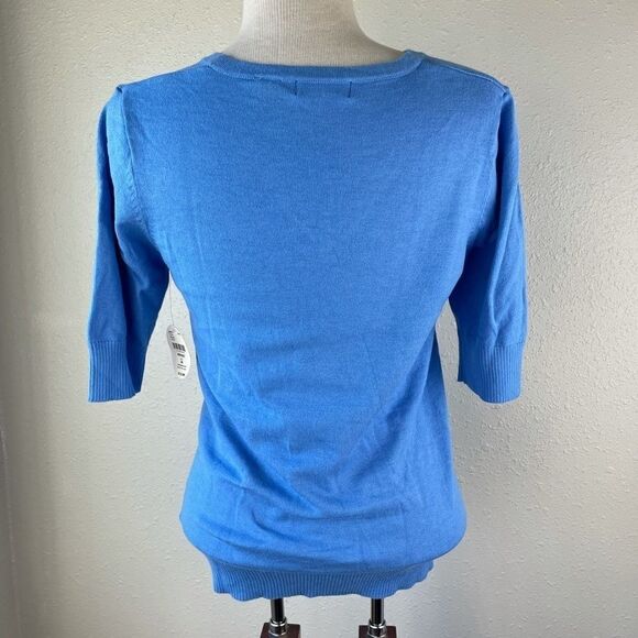 NWT PBX Blue Half Sleeve Sweater Top Size M - Picture 4 of 7